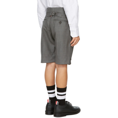 Shop Thom Browne Kids Grey Super 120s Twill Classic Shorts In Med Grey 035