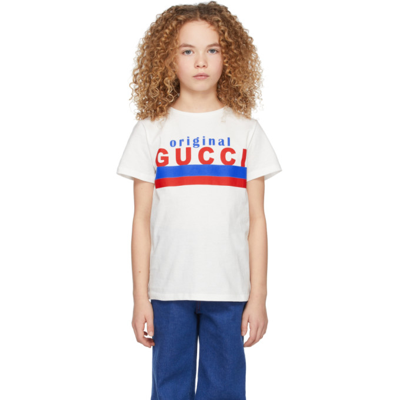 Shop Gucci Kids White 'original ' T-shirt In 9061 White/multicolo