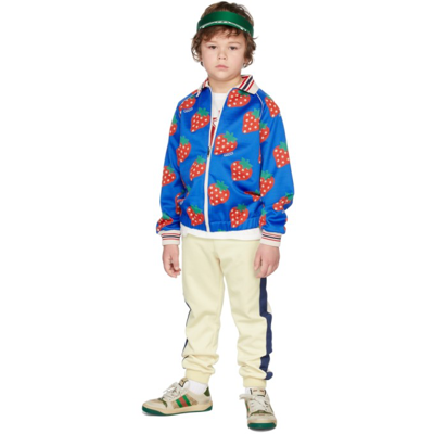 Shop Gucci Kids Blue & Red Strawberry Star Jacket In 4956 Blue/red/mc