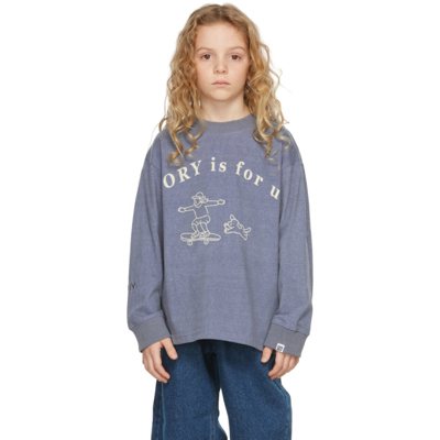 Shop Oorykids Kids Blue 'oory Is For Us' Long Sleeve T-shirt