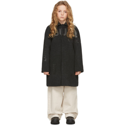 Shop Burberry Kids Grey Virgin Wool & Cashmere Horseferry Coat In Dark Grey Melange