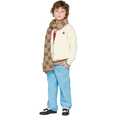 Shop Gucci Kids Blue Summery Canvas Trousers In 4406 Soft Cyan