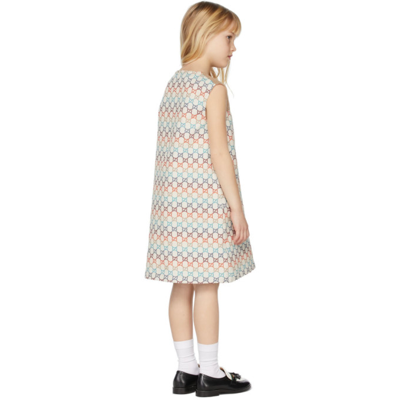 Shop Gucci Kids Beige & Multicolor Gg Jacquard Dress In 9791 Ivory/mix