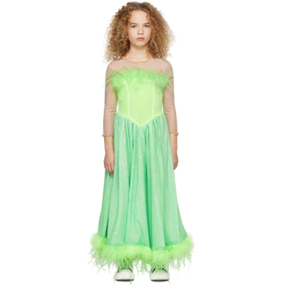 Shop Poster Girl Ssense Exclusive Kids Green Seraphina Dress In Pale Green/neon Gree