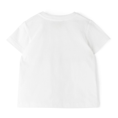 Shop Gucci Baby White Logo T-shirt In 9112 White/green/red