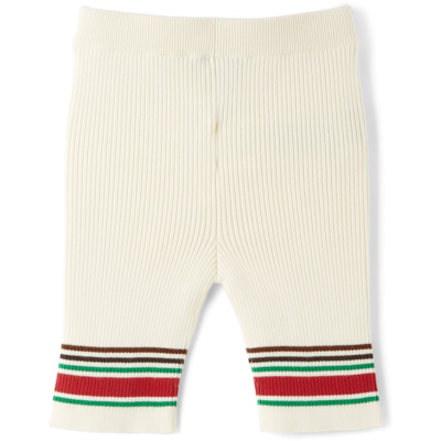 Shop Gucci Baby Off-white Rib Knit Striped Bottoms In 9133 Natural White/m