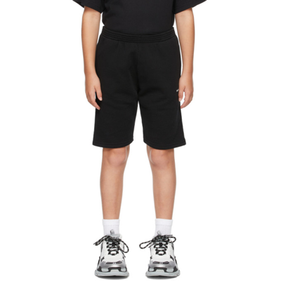 Shop Balenciaga Kids Black Fleece Shorts In 1070 Black