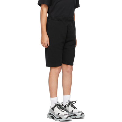 Shop Balenciaga Kids Black Fleece Shorts In 1070 Black