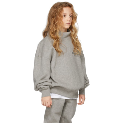 Shop Essentials Kids Grey Mock Neck Sweatshirt In Heather Oatmeal