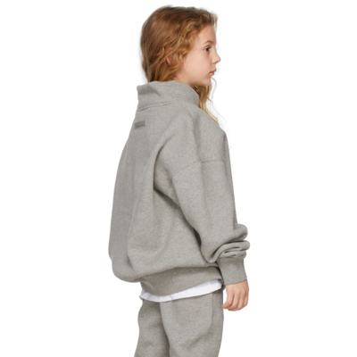 Shop Essentials Kids Grey Mock Neck Sweatshirt In Heather Oatmeal