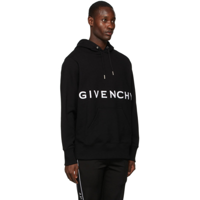 Shop Givenchy Black 4g Embroidered Hoodie In 001-black