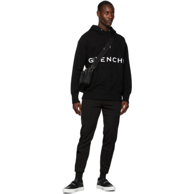 Shop Givenchy Black 4g Embroidered Hoodie In 001-black