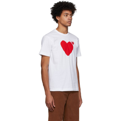 Shop Comme Des Garçons Play White Back Double Heart T-shirt