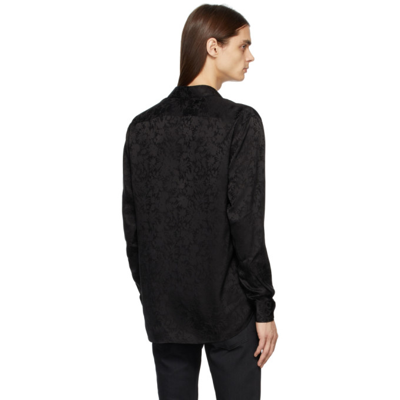 Shop Saint Laurent Black Silk Yves Collar Shirt In 1000 Black