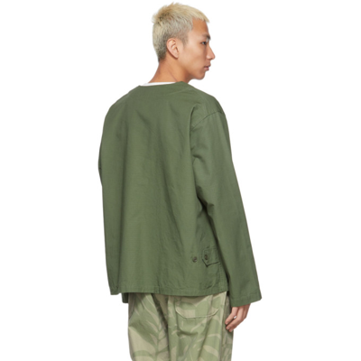 Shop Engineered Garments Green Ripstop Cardigan Jacket In Olive Cotton Ripstop