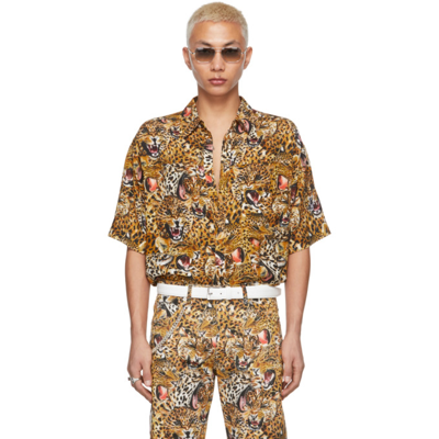 Shop Lu'u Dan Beige Leopard Collage Shirt In Leopard Faces