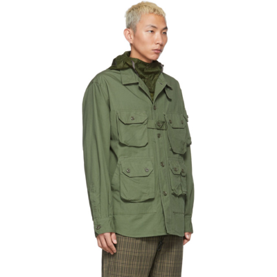 Shop Engineered Garments Green Explorer Jacket In Olive Cotton Ripstop