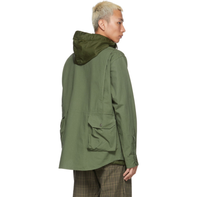 Shop Engineered Garments Green Explorer Jacket In Olive Cotton Ripstop