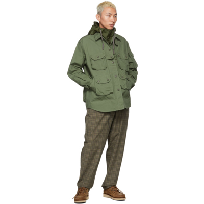 Shop Engineered Garments Green Explorer Jacket In Olive Cotton Ripstop