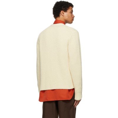 Shop Jil Sander Off-white Knit Cardigan In 104 - Natural