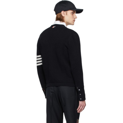 Thom Browne Navy Milano Stitch Merino Wool 4-bar Shawl Collar Cardigan In 415 Navy