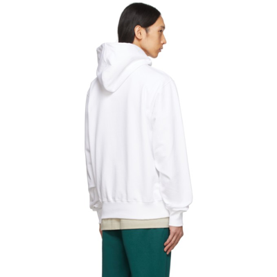 Shop Helmut Lang White Box Logo Hoodie In 100 White