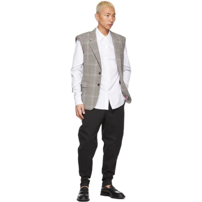 Shop Alexander Mcqueen White & Black Houndstooth Blazer Vest In 9048 White/blk/cedar