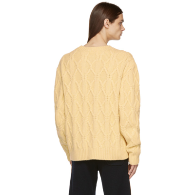 Shop The Elder Statesman Yellow Chunky Cable Knit Sweater In Paleyellow (741)