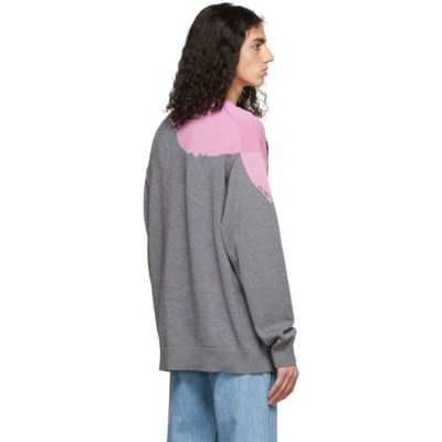 Shop Kenzo Grey  Tribute Oversize Sweater In 97 - Stone Grey