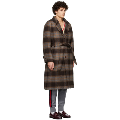 Shop Gucci Brown Check Coat In 2006 Brown/beige/mc