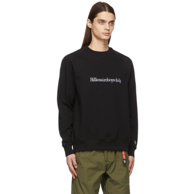 Shop Billionaire Boys Club Black Embroidered Serif Logo Sweatshirt In Black Black