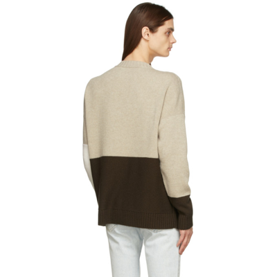 Shop Off-white Brown & Taupe Color Block Sweater In Dark Sand/bone