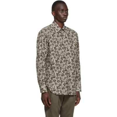 Shop Tom Ford Grey & Taupe Floral Print Shirt In 3ft942 Grey