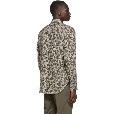 Shop Tom Ford Grey & Taupe Floral Print Shirt In 3ft942 Grey