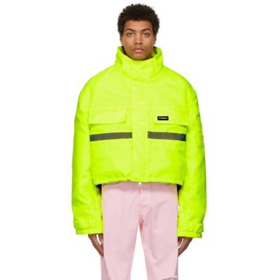 Vetements Yellow Insulated Cropped Reflector Jacket In Neon Yellow |  ModeSens
