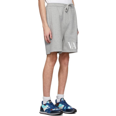 Shop Valentino Grey Logo Shorts In Grigio Mlg