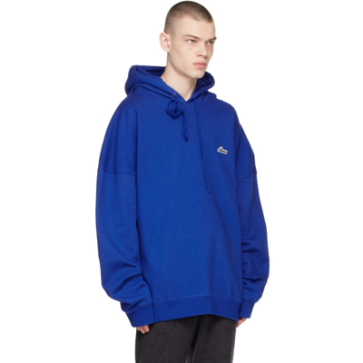 Shop We11 Done Blue 'wd' Embroidered Logo Hoodie