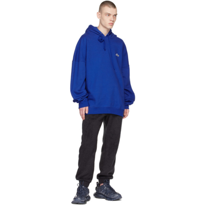 Shop We11 Done Blue 'wd' Embroidered Logo Hoodie