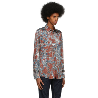 Shop Dolce & Gabbana Brown Silk Martini Shirt In Hm3io Marmorizz. Mix