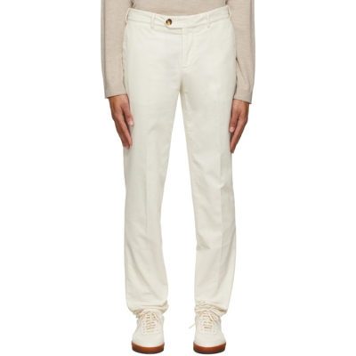 Shop Brunello Cucinelli Off-white Corduroy Trousers In C5797 Off White