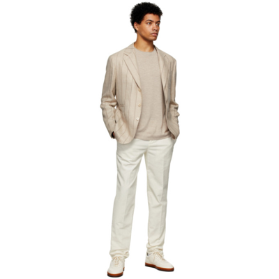 Shop Brunello Cucinelli Off-white Corduroy Trousers In C5797 Off White