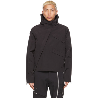 Diagonal Zip Technical Jacket In Black