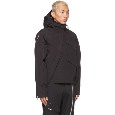 Diagonal Zip Technical Jacket In Black