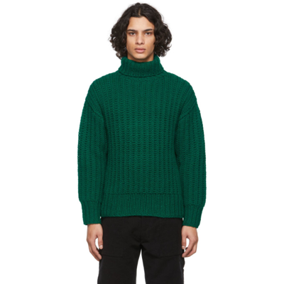 Shop Ami Alexandre Mattiussi Green Hand Knitted Turtleneck In 300 Green