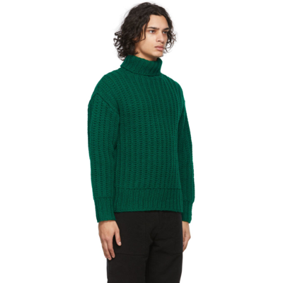 Shop Ami Alexandre Mattiussi Green Hand Knitted Turtleneck In 300 Green
