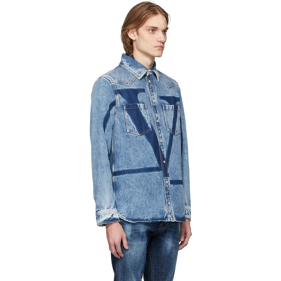 Shop Valentino Blue Long Logo Jacket In Medium Blue Denim