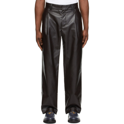 Shop Soulland Brown Aidan Faux-leather Pants