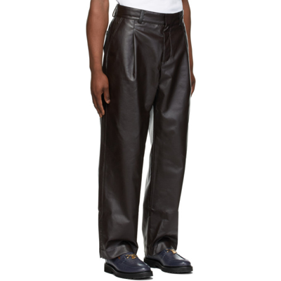 Shop Soulland Brown Aidan Faux-leather Pants