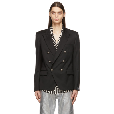 Shop Balmain Black Double-breasted Blazer In 0pa Noir