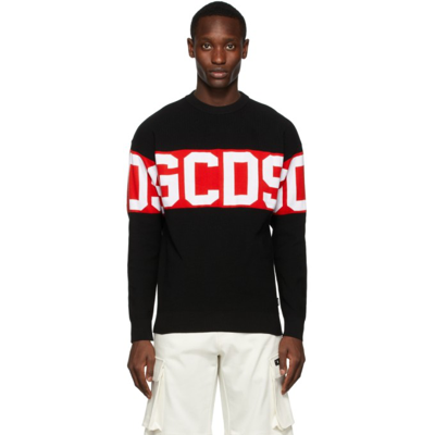 Shop Gcds Black Logo Band Sweater In 02 Black
